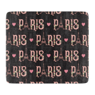 Eiffel Tower Paris Flowers French Capital Hearts Cutting Board