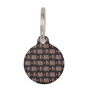 Eiffel Tower Paris Flowers French Capital Hearts Pet Tag
