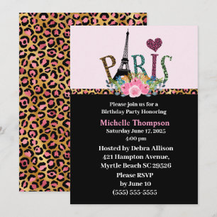 Eiffel Tower Paris France Birthday Invitations