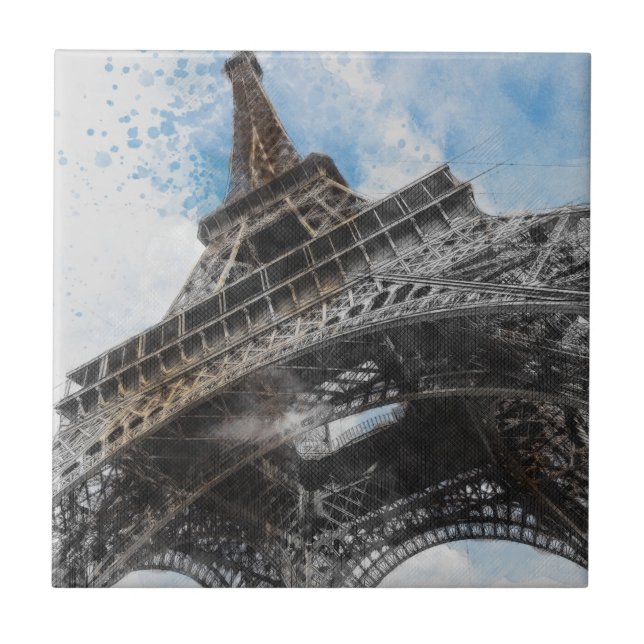 Eiffel Tower Paris France Ceramic Tile – Elegant  (Front)