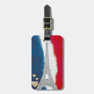 Eiffel Tower Paris France Custom Red White Blue Luggage Tag