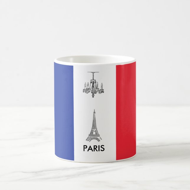 Eiffel Tower Paris,France French Flag Coffee Mug (Center)