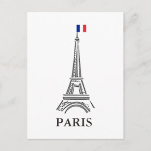 Eiffel Tower, Paris, France / French Flag Postcard