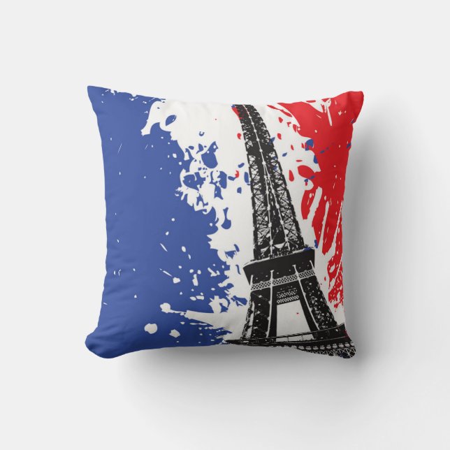 Eiffel Tower | Paris, France | Grunge Flag Cushion (Front)
