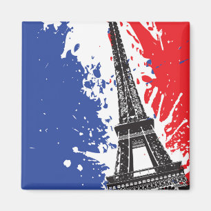 Eiffel Tower Paris, France Grunge Flag Magnet