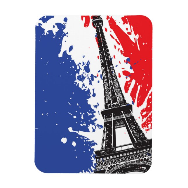 Eiffel Tower | Paris, France | Grunge Flag Magnet (Vertical)