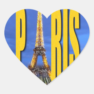 Eiffel Tower Paris France Heart Sticker