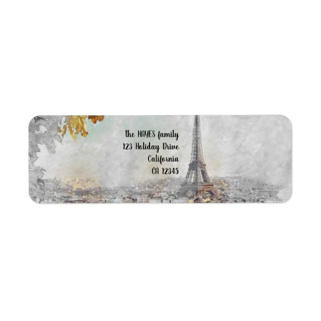 Eiffel Tower Paris France Label – Customisable Return Address Label (Front)
