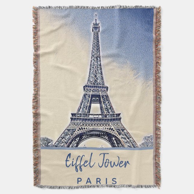 Eiffel Tower Paris France Landmark Throw Blanket (Front Vertical)