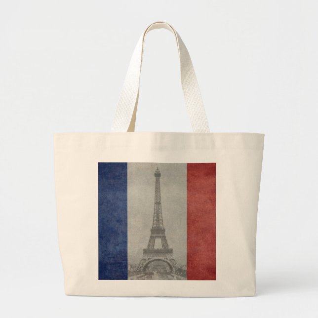 Eiffel tower, Paris France Large Tote Bag (Front)