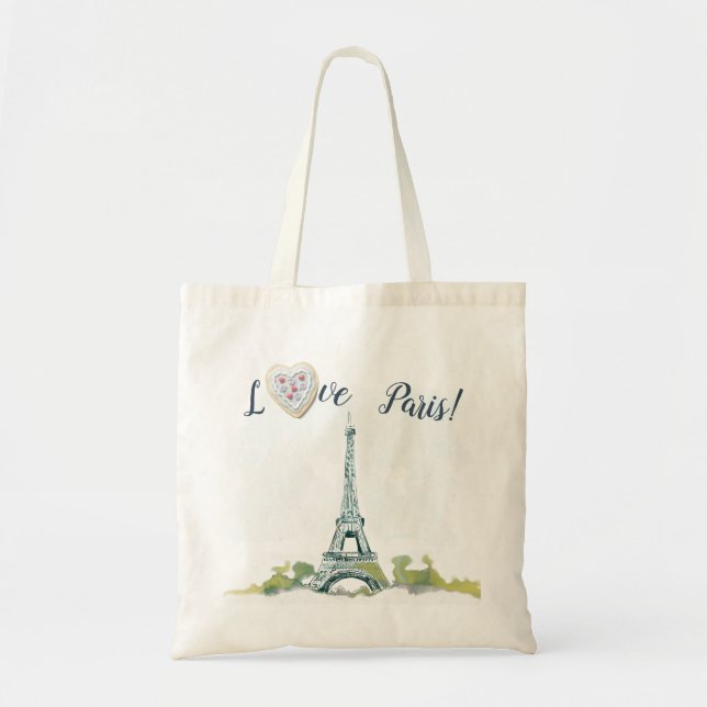 Eiffel Tower Paris France| Love Paris Pen and Ink Tote Bag (Front)