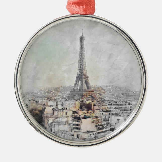 Eiffel Tower. Paris, France Metal Ornament (Front)