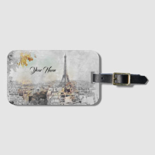 Eiffel Tower. Paris, France Name Luggage Tag