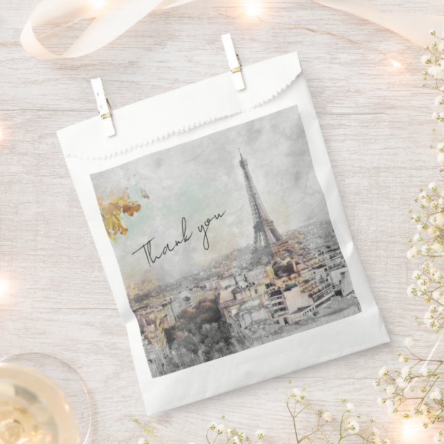 Eiffel Tower Paris France Party Gift Thank you Favour Bag (Clipped)