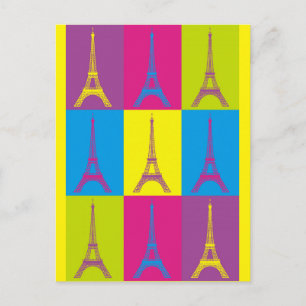 Eiffel Tower Paris France Pop Art Postcard