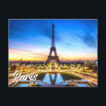 Eiffel Tower | Paris France Postcard<br><div class="desc">This unique travel postcard features a photograph of the beautiful and iconic Eiffel Tower,  in the city of Paris,  France,  in the early evening. Please feel free to adjust all the available options as you wish.</div>