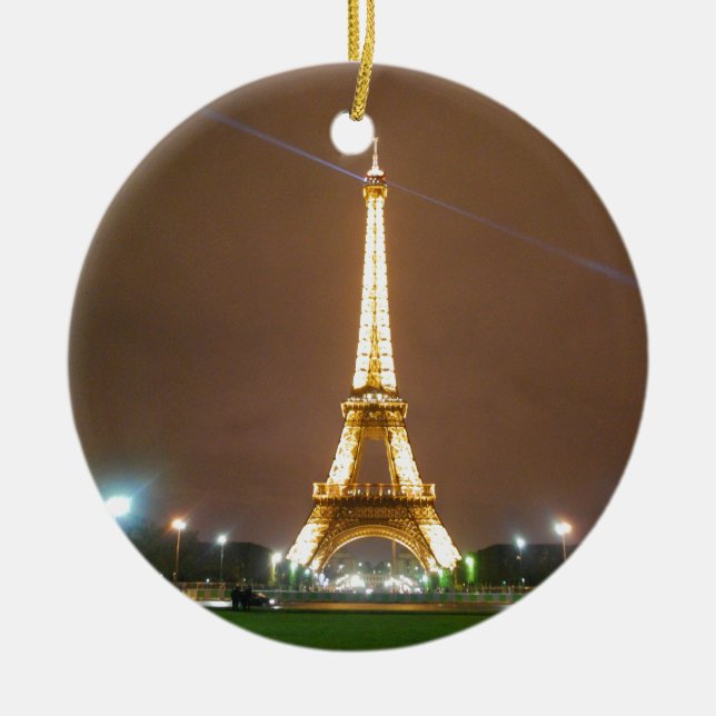 Eiffel Tower Paris France - Springtime Evening Ceramic Tree Decoration (Front)