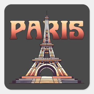 Eiffel Tower Paris France Square Sticker