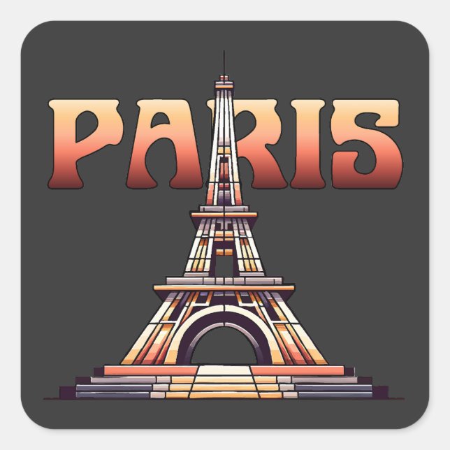 Eiffel Tower Paris France Square Sticker (Front)