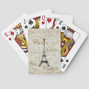 Eiffel Tower Paris France Vintage Postcard Design  Playing Cards
