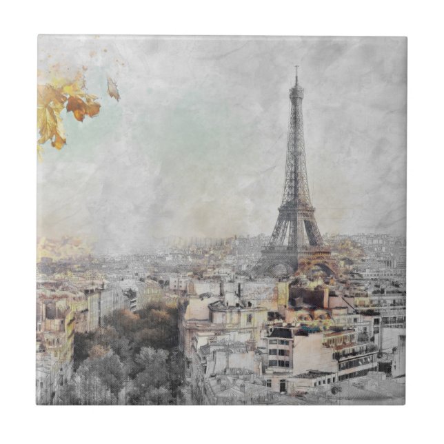 Eiffel Tower Paris – French Landmark Art for Home  Ceramic Tile (Front)