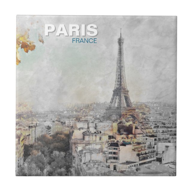 Eiffel Tower Paris – French Landmark Art for Home  Ceramic Tile (Front)
