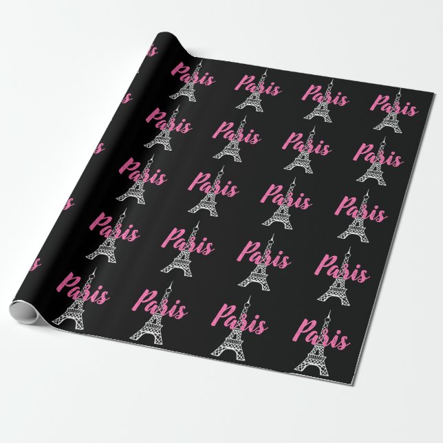Eiffel Tower Paris Gift Wrapping Paper (Unrolled)