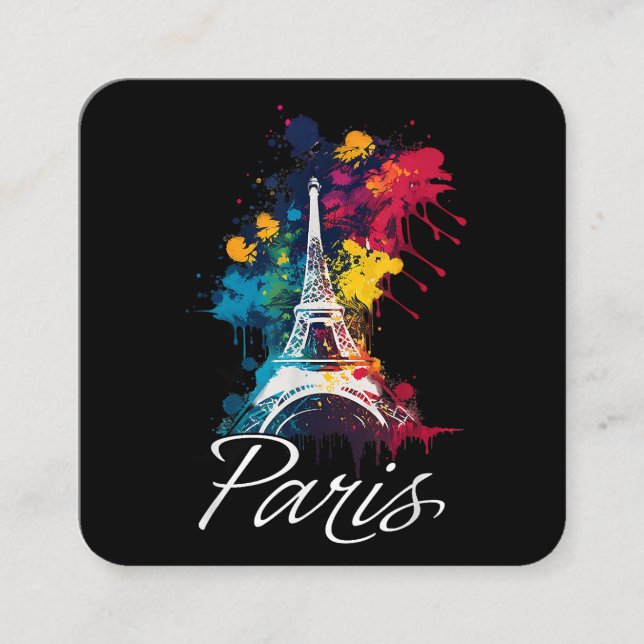 Eiffel Tower Paris Girls Travel Holiday France Sou Square Business Card (Front)
