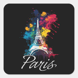 Eiffel Tower Paris Girls Travel Holiday France Sou Square Sticker
