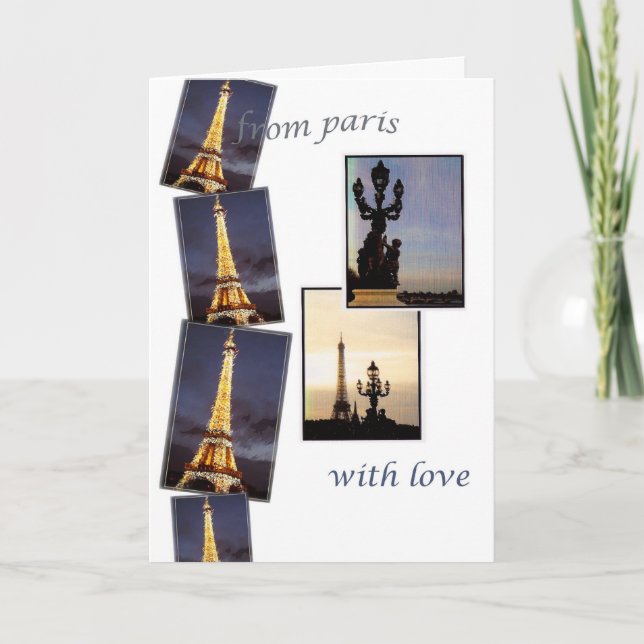 Eiffel Tower Paris I Love You Valentine Holiday Card (Front)