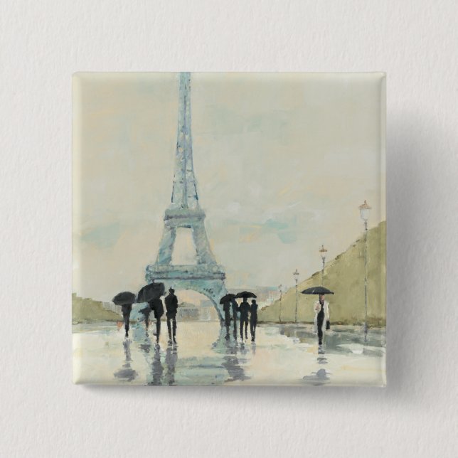 Eiffel Tower | Paris In The Rain 15 Cm Square Badge (Front)