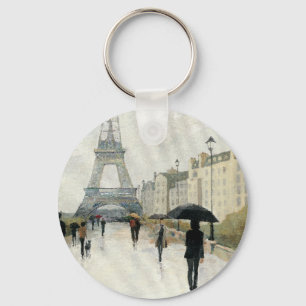 Eiffel Tower   Paris In The Rain Key Ring