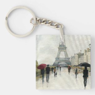 Eiffel Tower   Paris In The Rain Key Ring