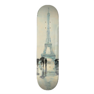 Eiffel Tower   Paris In The Rain Skateboard