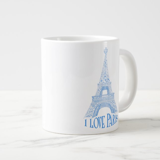 Eiffel tower.Paris Large Coffee Mug (Front Right)