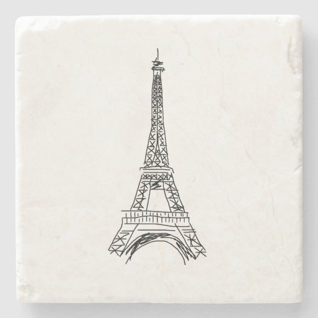 Eiffel Tower Paris Marble Stone Coaster (Front)