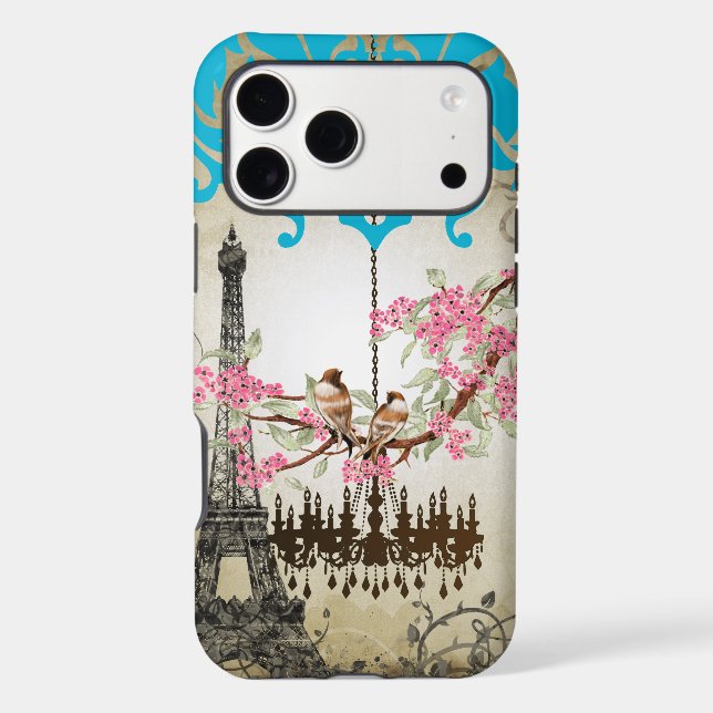 Eiffel Tower Paris Monogram Vintage Love Birds (Back)