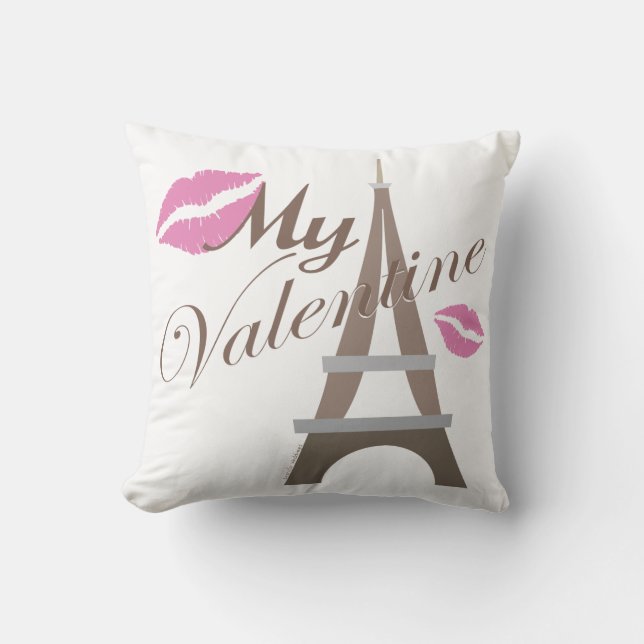 Eiffel Tower Paris My Valentine Cushion (Front)