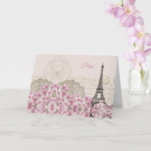 Eiffel Tower, Paris Pink Magnolia Card