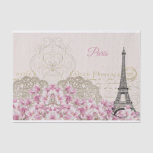 Eiffel Tower, Paris Pink Magnolia Tissue Paper