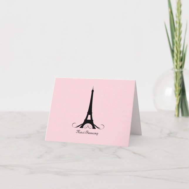 Eiffel Tower Paris Pink Thank You Notes (Front)