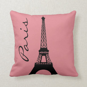 Eiffel Tower Paris Pink Throw Pillow
