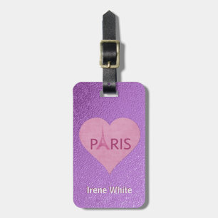 Eiffel Tower Paris Purple Stylish Heart For Her Luggage Tag