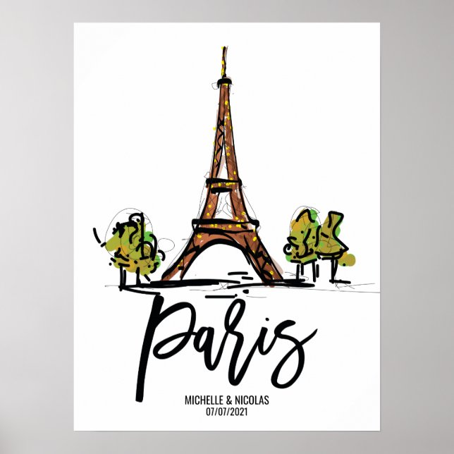 eiffel tower paris ROMANTIC COUPLE Poster (Front)