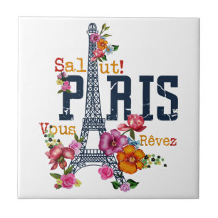 Eiffel Tower Paris Shirt Salut Flowering Paris Fra Ceramic Tile