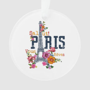 Eiffel Tower Paris Shirt Salut Flowering Paris Fra Ornament