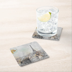 Eiffel Tower Paris Square Paper Coaster