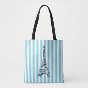 Eiffel Tower Paris Stripe Tote Bag