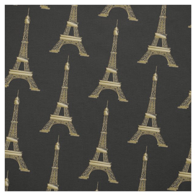 Eiffel Tower Paris Themed French Black Fabric (Swatch)