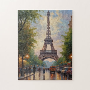 Eiffel Tower Paris Travel Vintage Retro Art Jigsaw Puzzle